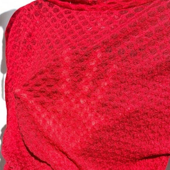 🌻NEW w/o tags FRAME Cherry Red Mesh Stretch Lace Turtleneck Top Size Medium - Picture 13 of 13